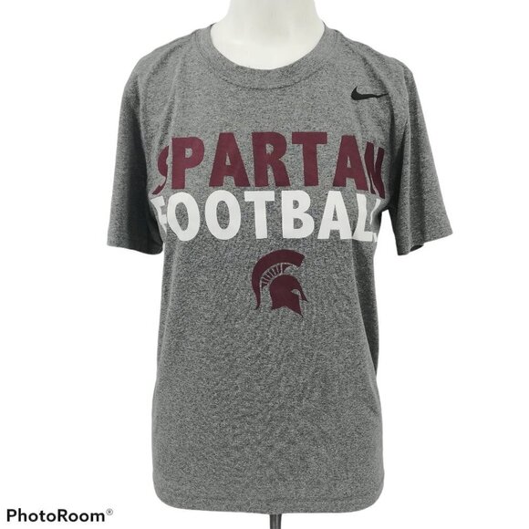 Nike Dri-Fit Spartan Football Gray T-Shirt Size S - Picture 1 of 8